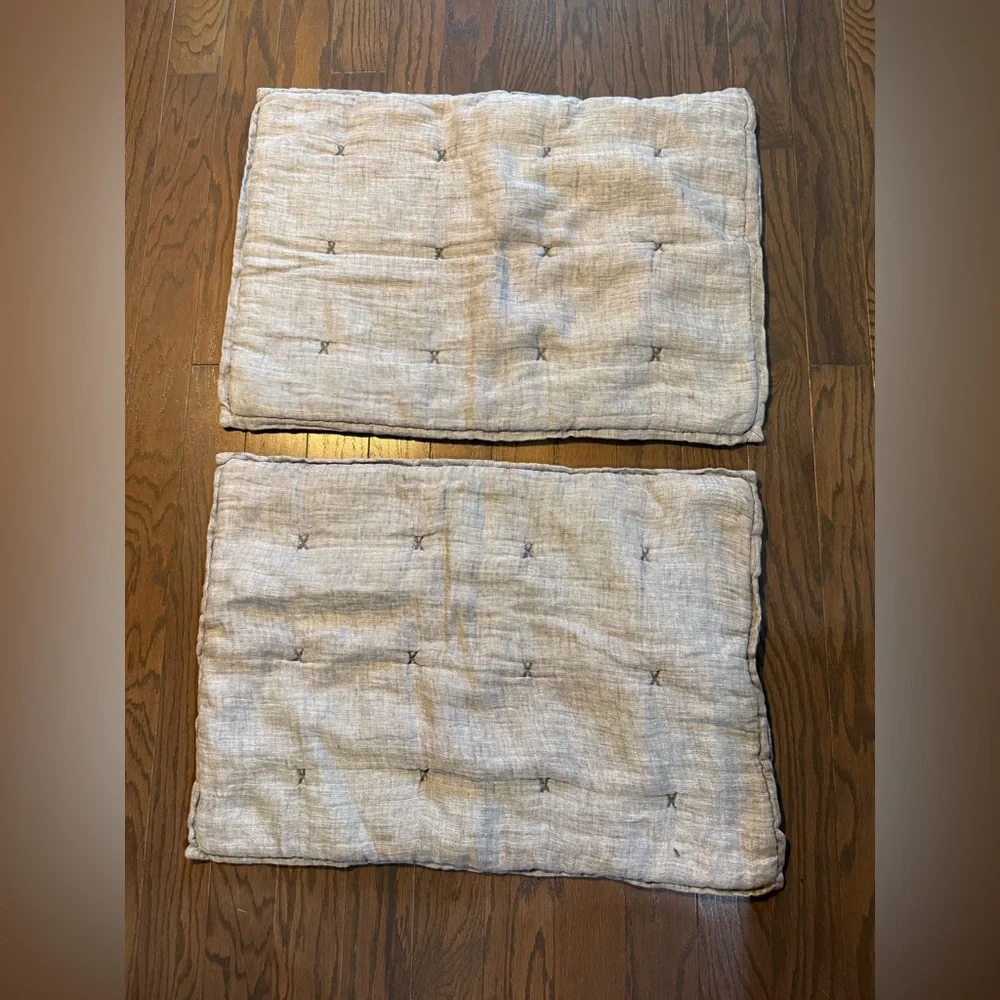 Restoration Hardware 2 Standard Grey Linen Gauze Shams 20x28